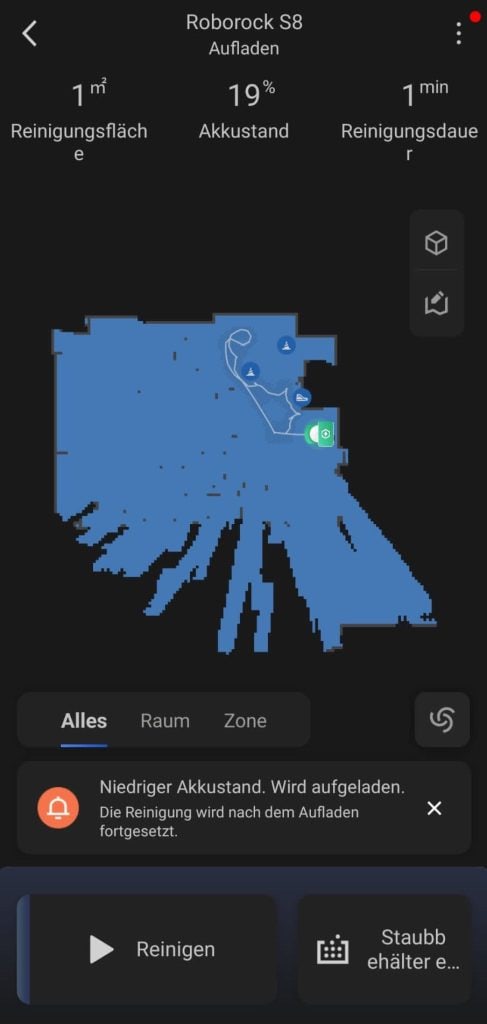 The view in the Roborock app