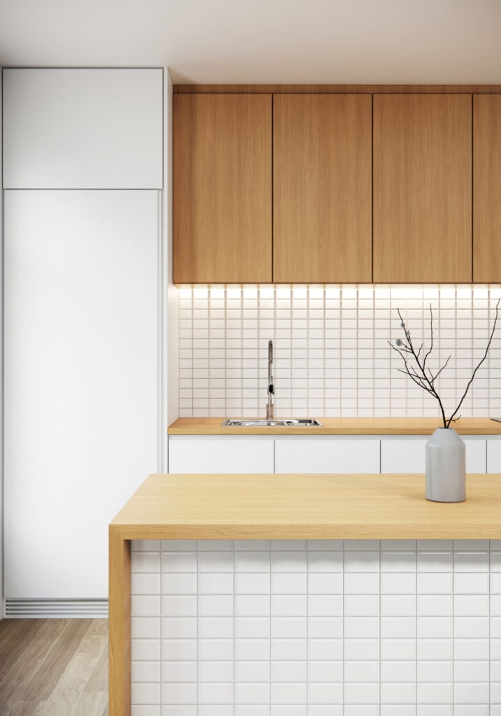 Tiled kitchen island