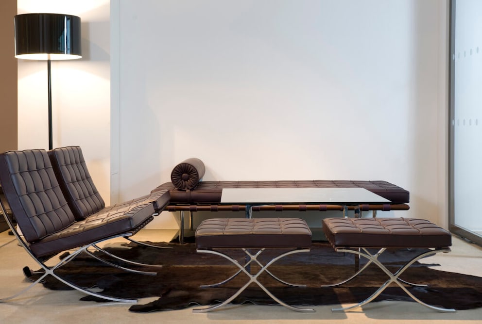 The Barcelona Chair with matching ottoman
