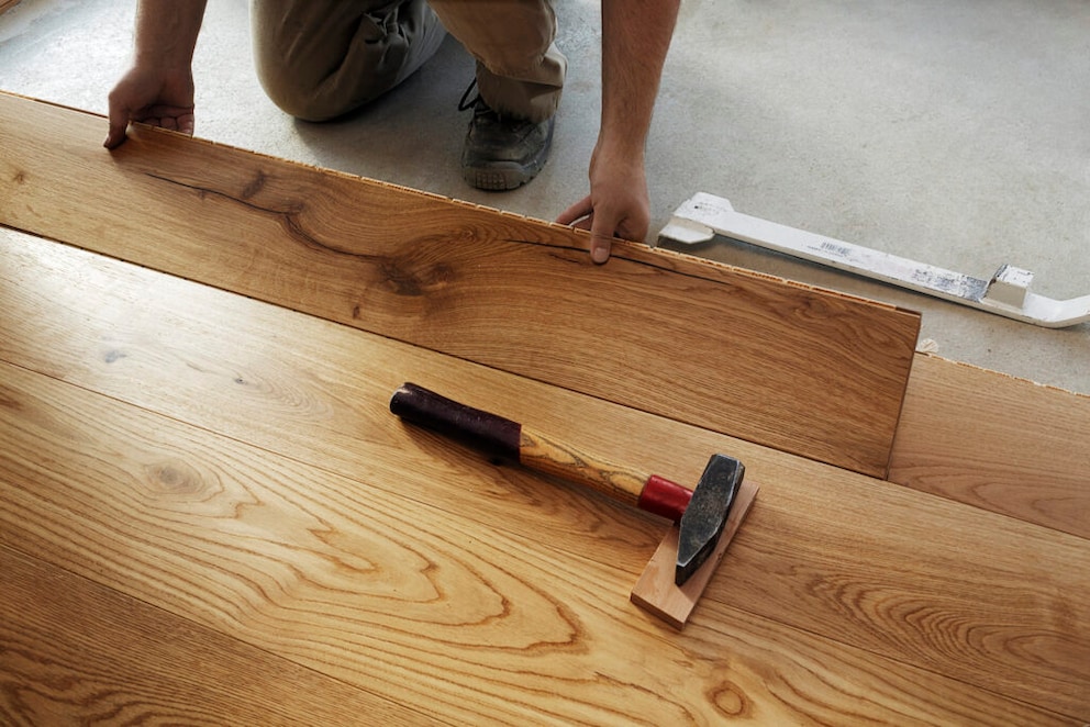 Person installing parquet