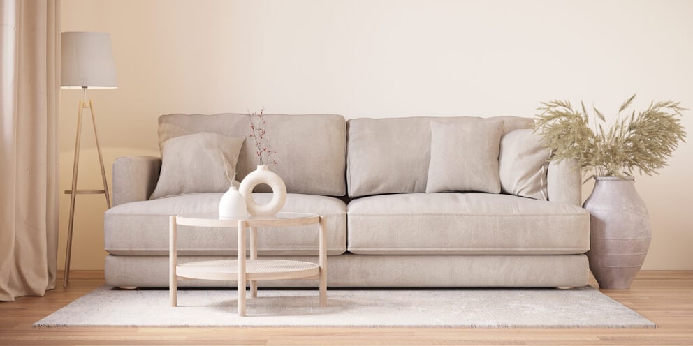 Bright, minimalist living room in the spirit of Ikigai