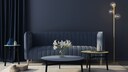 All in dark blue: Colour Drenching im Wohnzimmer