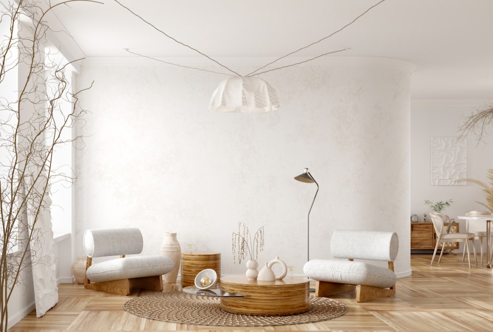 Ceiling Light Made of Paper in the Living Room