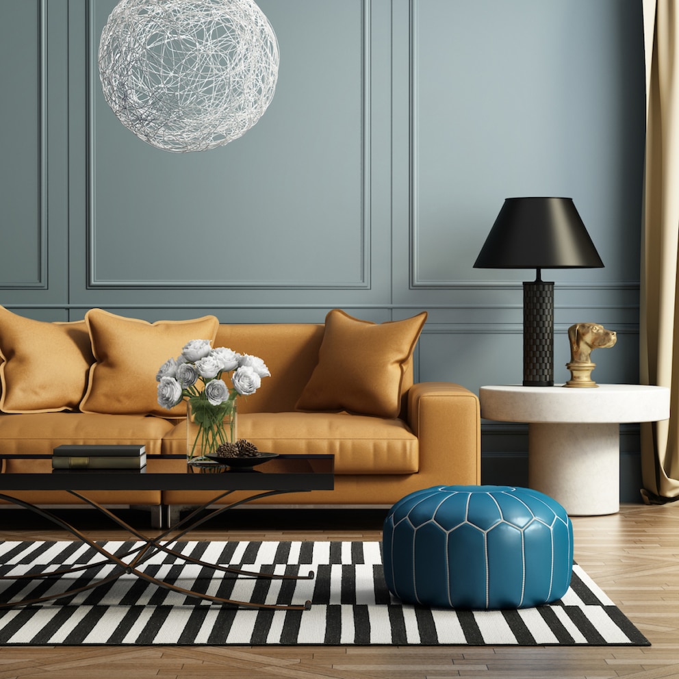Rug with block stripes