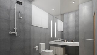 Graues Badezimmer