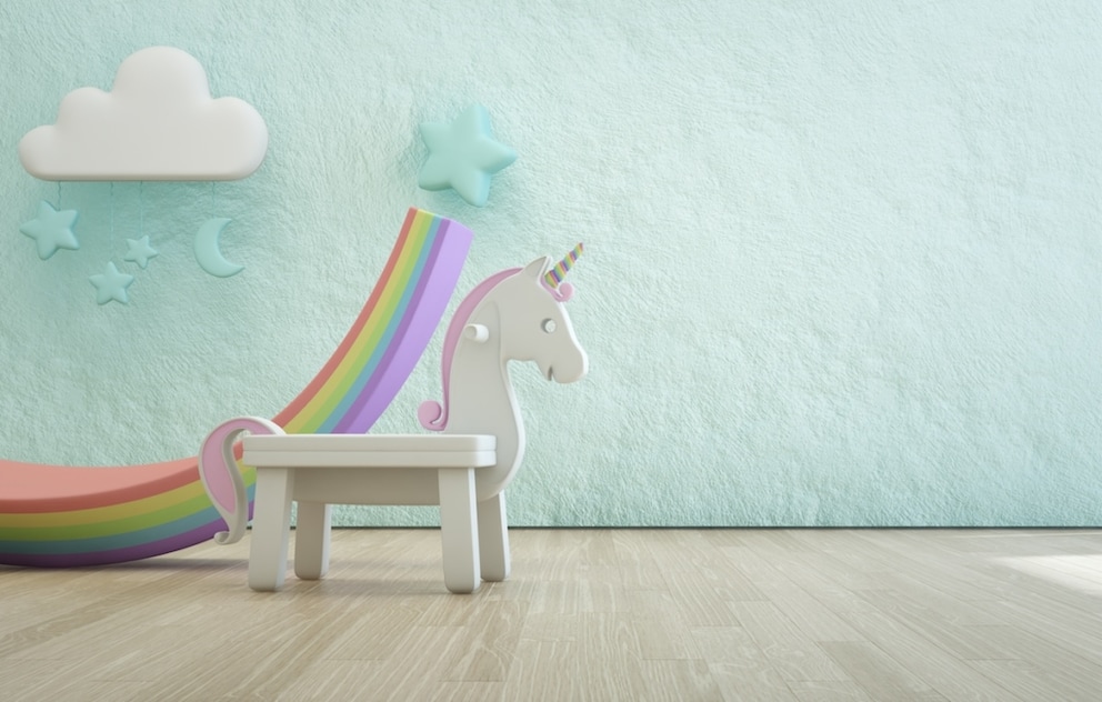 A unicorn piece of furniture in the children's room