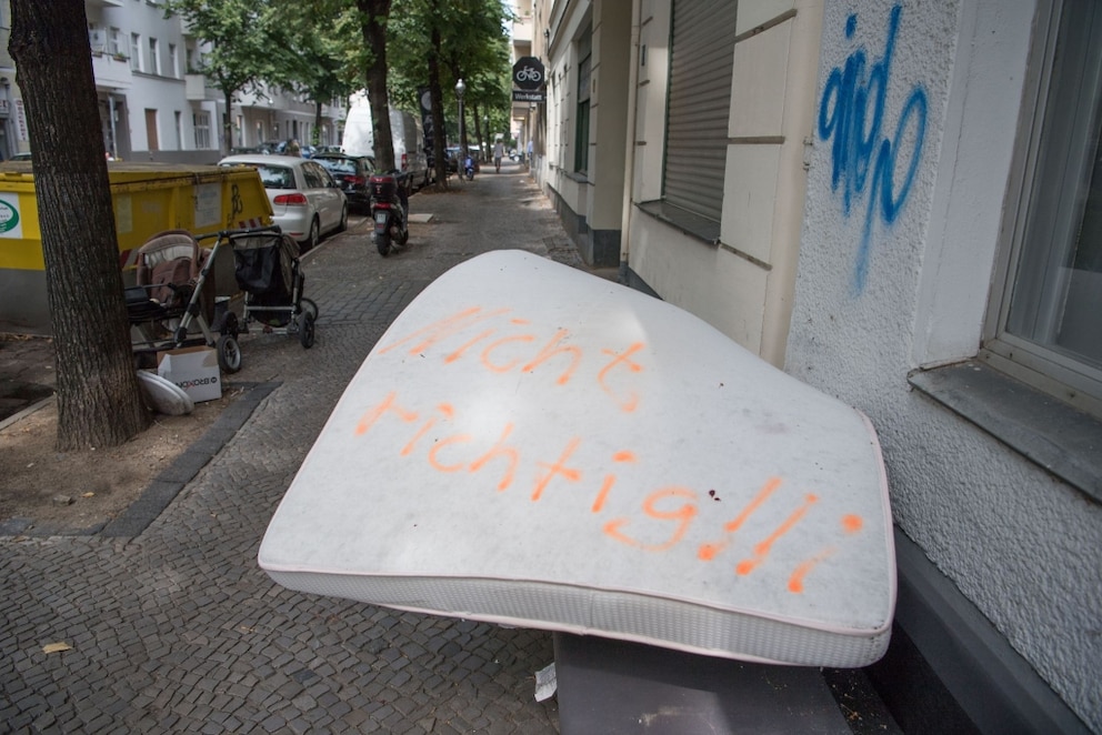 An illegally disposed mattress