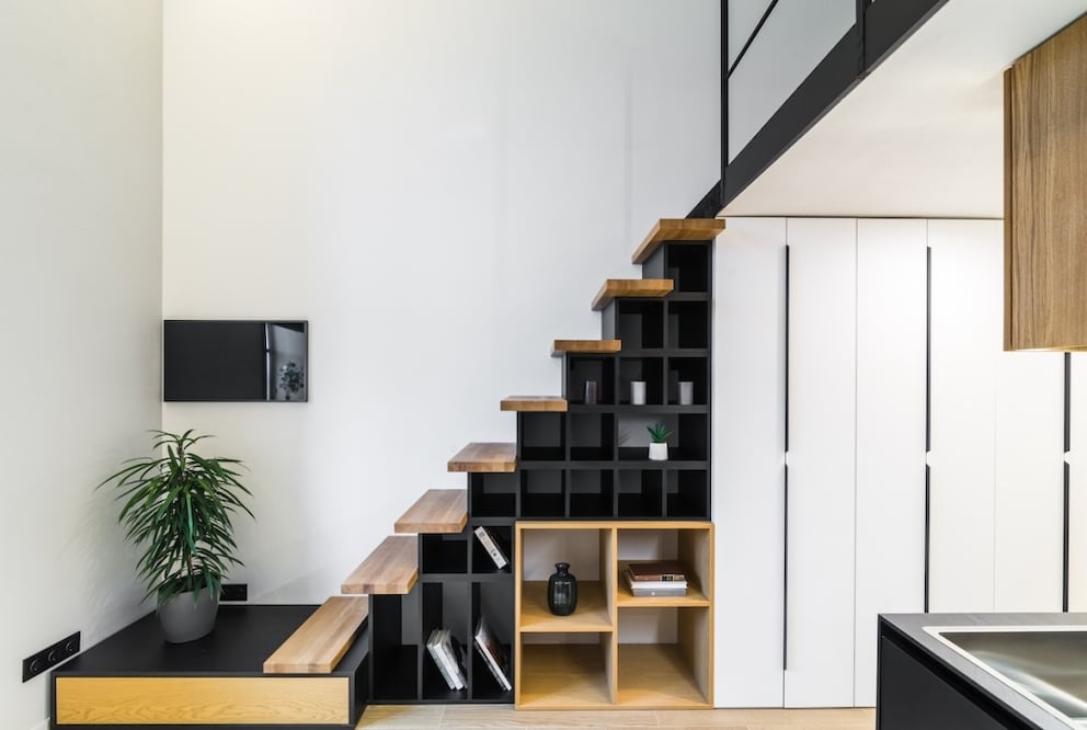 Shoe storage under the stairs