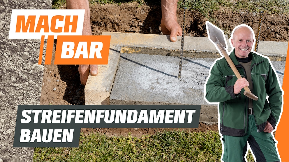 Ein Streifenfundament wird gebaut.