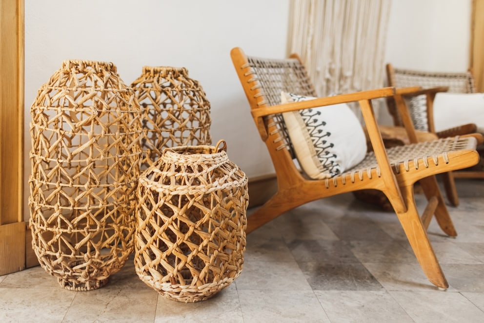 Soft nature look in living space with wicker