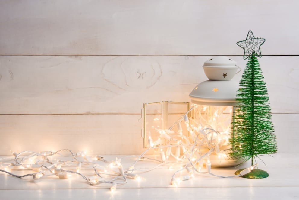 String lights in a lantern