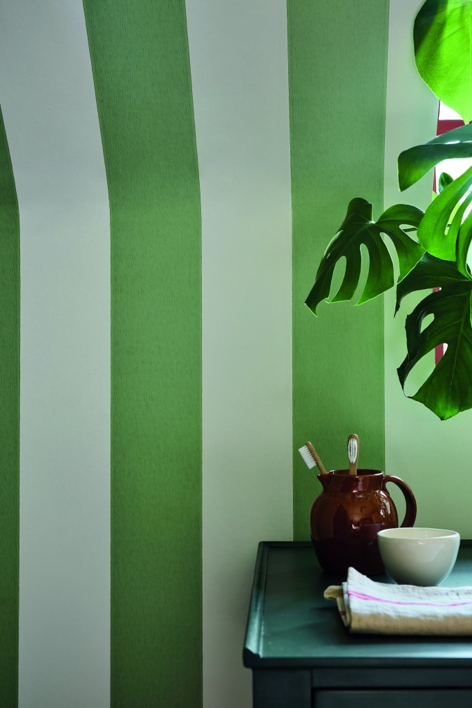 Wallpaper 'Broad Stripe' in Pea Green by Little Greene