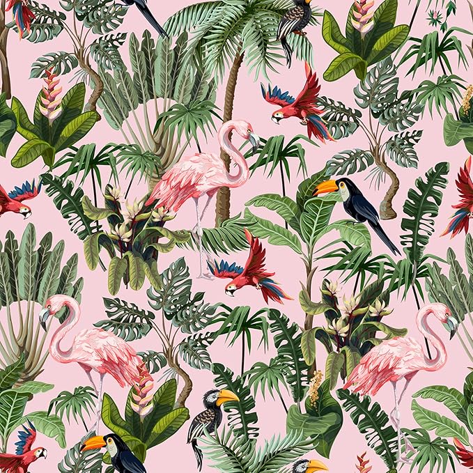 VEELIKE Tropische Tapete Blumen Rosa
