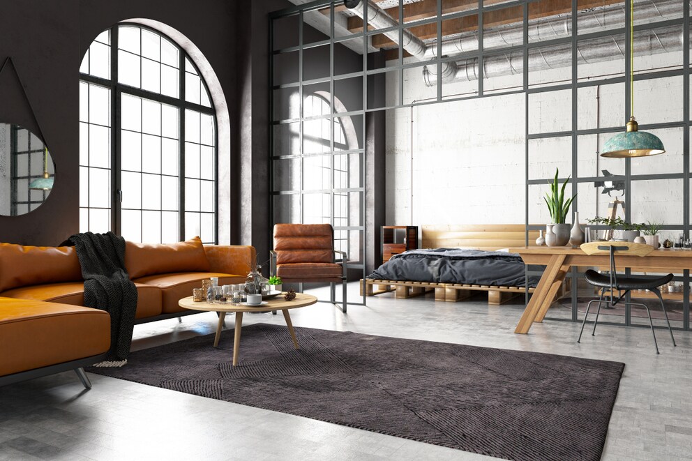 Houseplant in industrial interior style