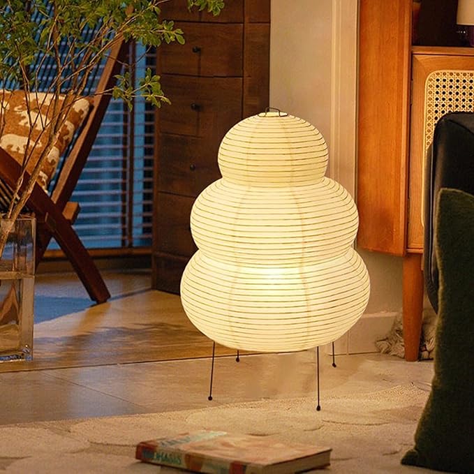 Reispapier Lampe im Retro Wabi-Sabi-Stil