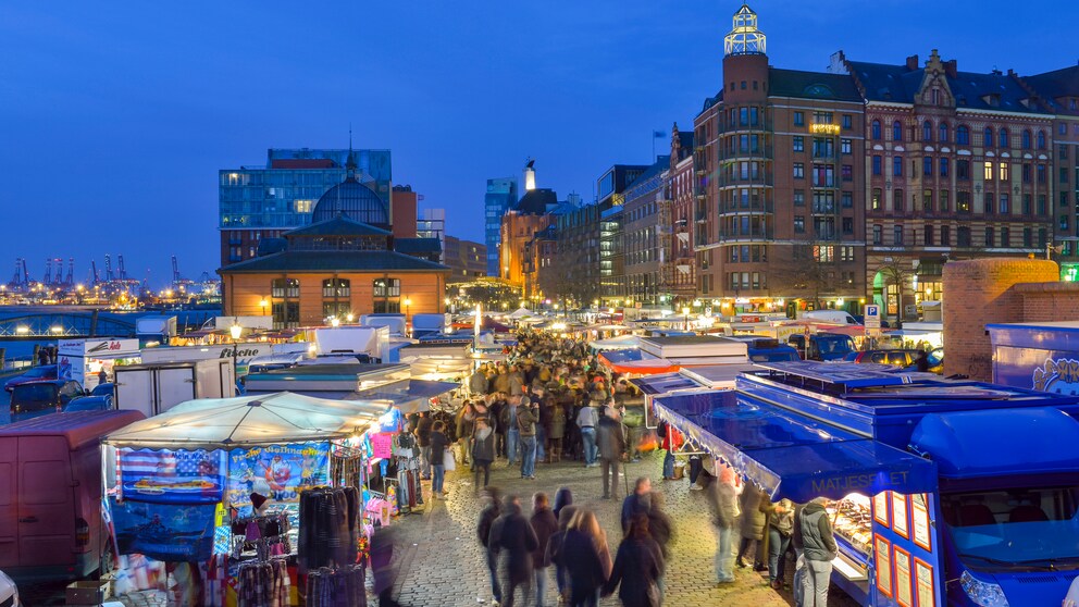 Blick auf dem Hamburger Fischmarkt