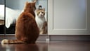 Katze, die sich im Spiegel ansieht