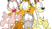 Kater Garfield und seine Freunde Odie, Arlene, Nermal und Pooky, eine Illustration aus den Jahren 2008 bis 2018.