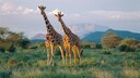 Giraffen (Giraffa camelopardalis reticulata) in Kenia
