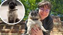Hundehalterin Alina Koenen kuschelt sich an ihren Mops