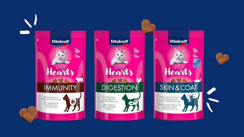 Die funktionalen Snacks von Vitakraft enthalten wertvolle Zusätze – abgestimmt auf die Bedürfnisse deiner Katze.