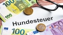 Euroscheine und ein Zettel mit Aufschrift Hundesteuer