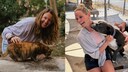 Madeline und Saskia mit Streunerkatze und Hund