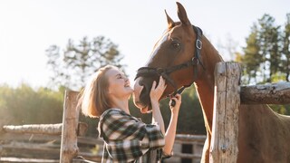 Frau mit Pferd