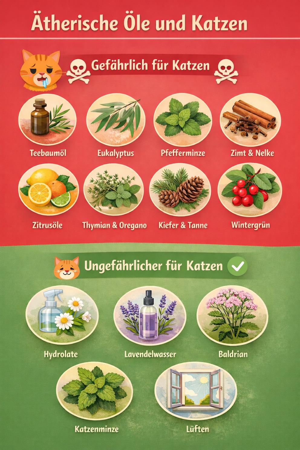 Infografik zu &auml;therischen &Ouml;len bei Katzen