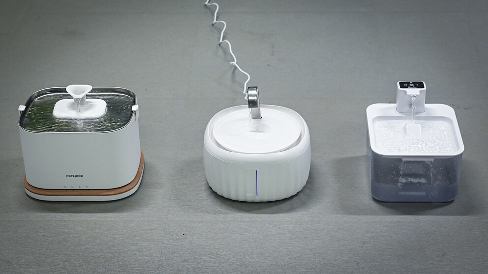 The three tested water fountains at a glance
