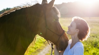 Pferd und Mensch haben innige Beziehung/ Vetrauen