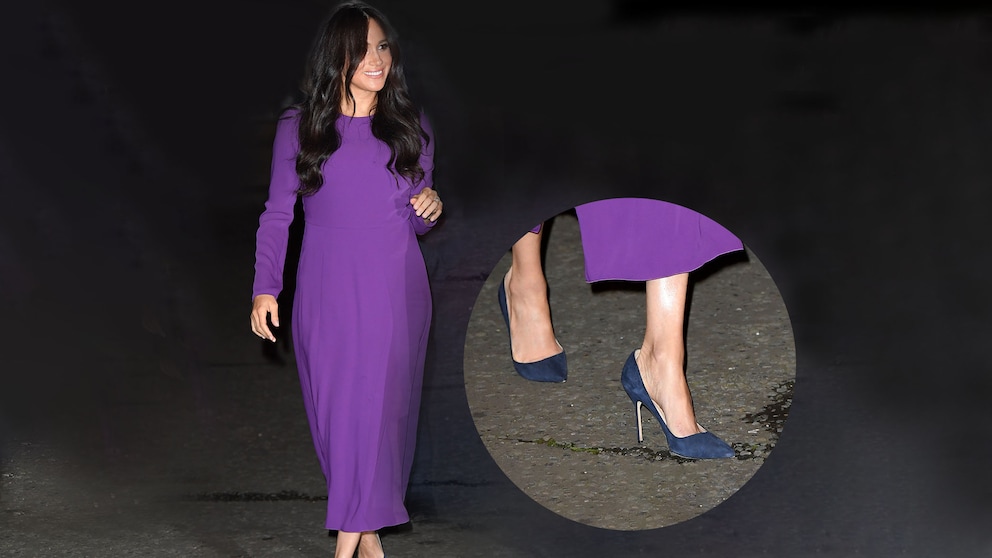 Meghan mit zu großen Schuhen
