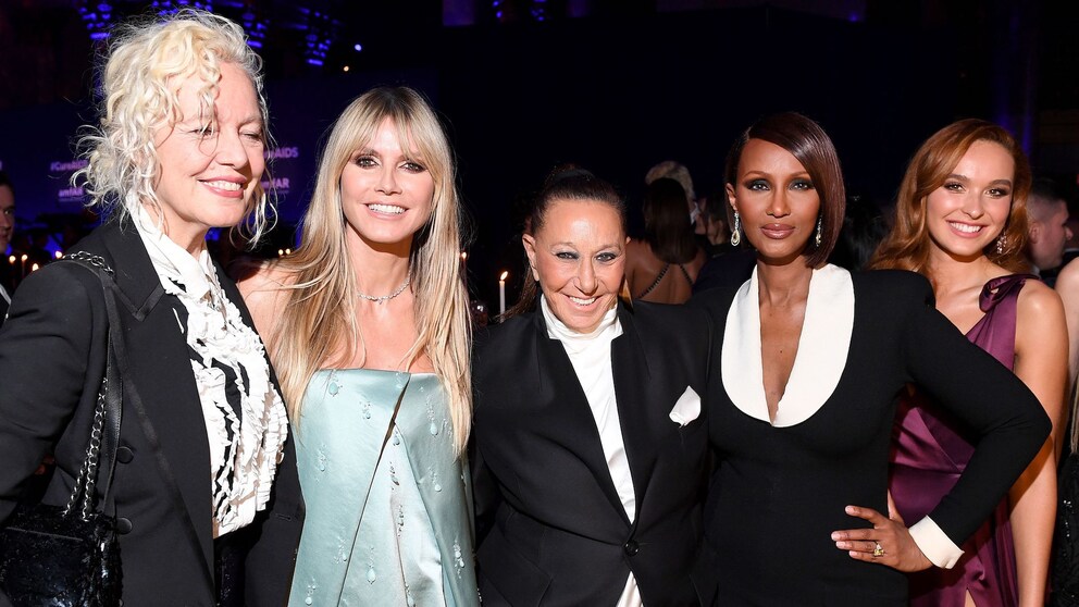 Ellen Von Unwerth, Heidi Klum, Donna Karan and Iman attend the 2020 amfAR New York Gala