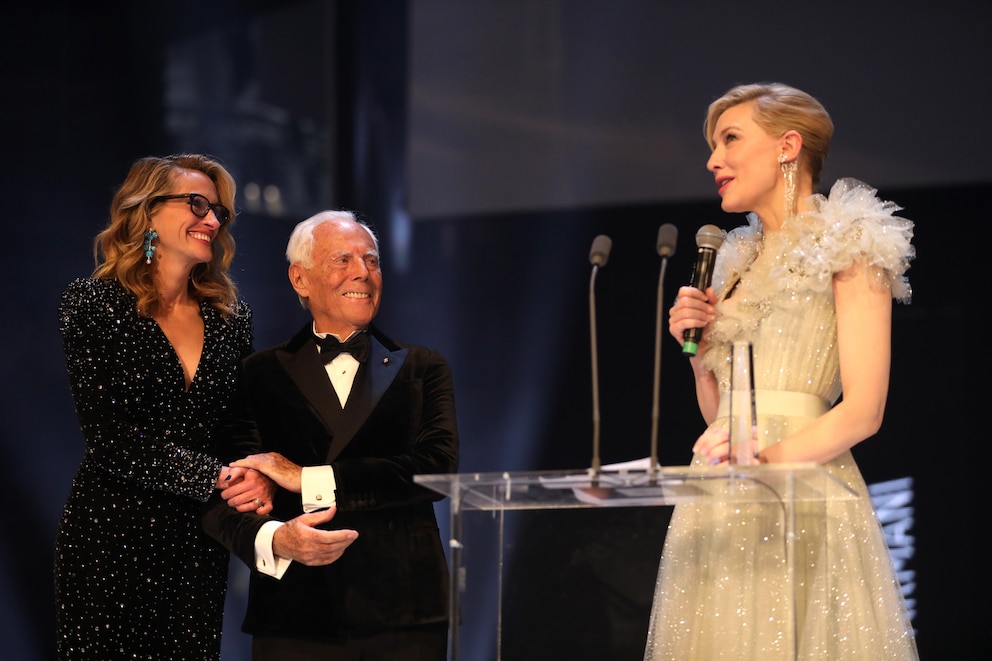 Giorgio Armani mit Julia Roberts und Cate Blanchett