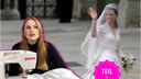 Frau an der Nähmaschine neben Kates Brautkleid