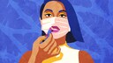 Illustartion einer Frau mit Make-up und Maske