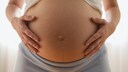 Schwangerer Bauch im Close-up
