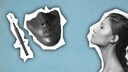 Collage: Frau, Spritze, Maske