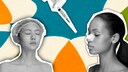 Collage: zwei Frauen kriegen Beauty-Behandlungen