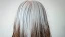 Frau mit grauen Haaren von hinten