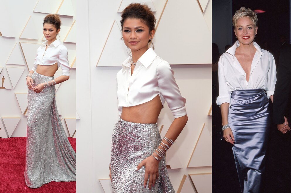 Collage aus Zendaya und Sharon Stone bei den Oscars