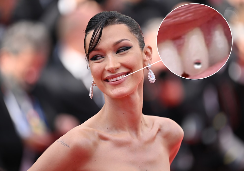 Bella Hadid mit Zahnschmuck