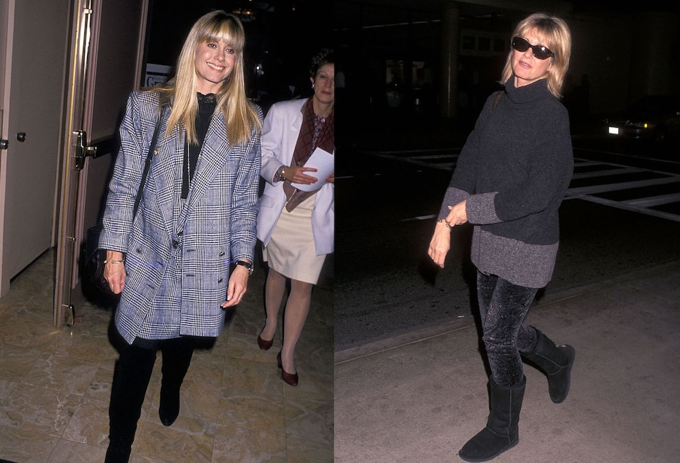 Oversized-Look und viel Schwarz: So trat Olivia Newton-John in den 90ern auf