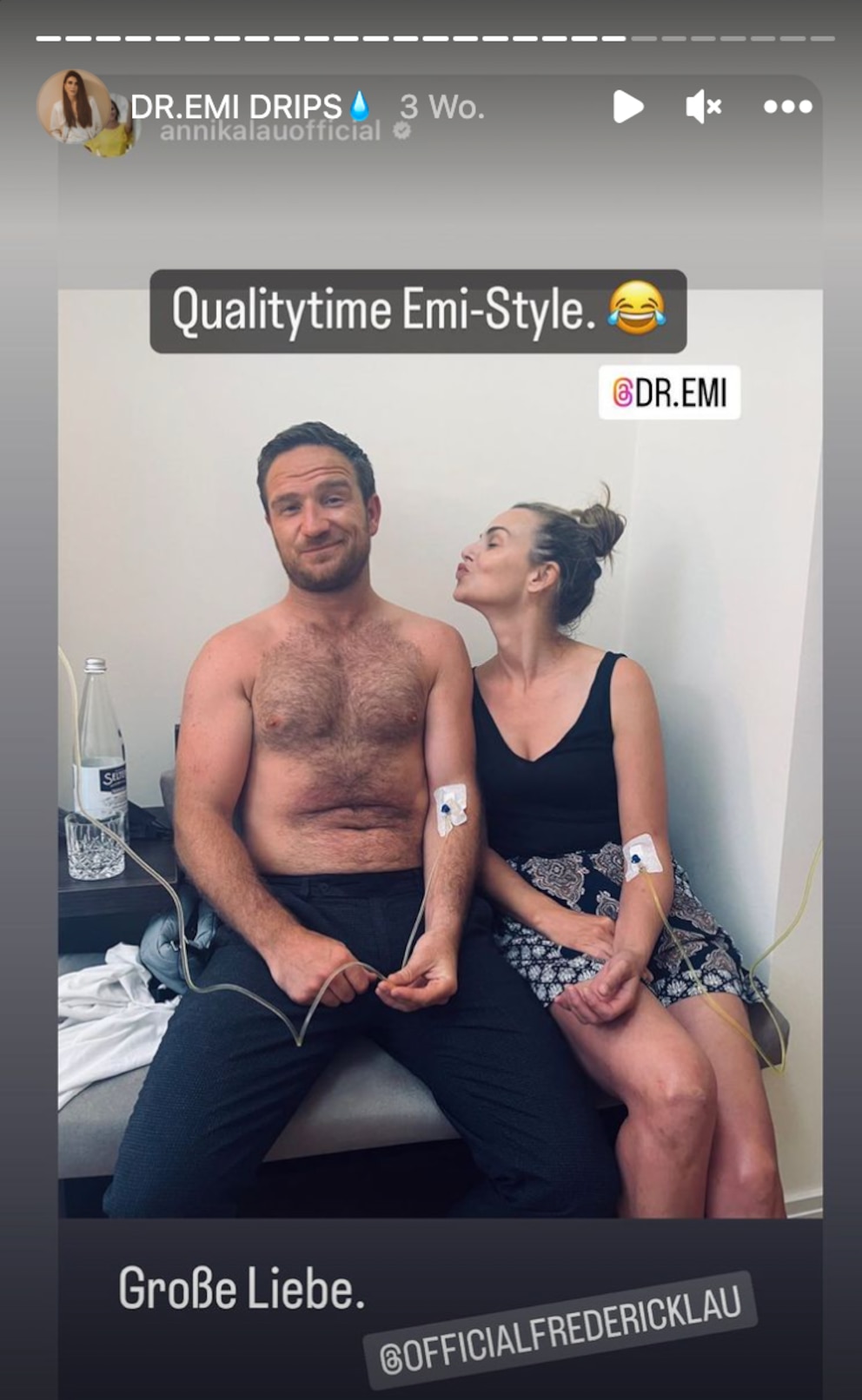 Annika und Frederik Lau nutzen ihre „Qualitytime“ für eine Infusion bei Dr. Emi