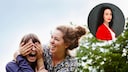 Freundinnen beim Quatsch machen und Porträt der Autorin Carmen Dörfler