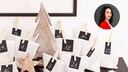 Adventskalender aus weißen Tüten und Portrait der Autorin