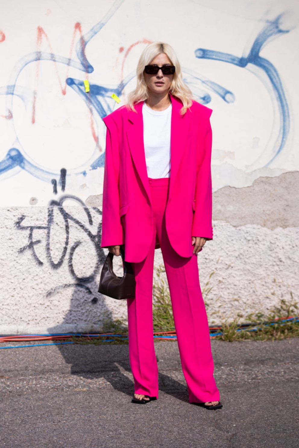 Hot Pink Hosenanzug für Frauen, Business-Frauen-Anzug mit Weste