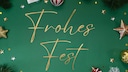 Grüner Hintergrund mit Frohes Fest und Weihnachtskram