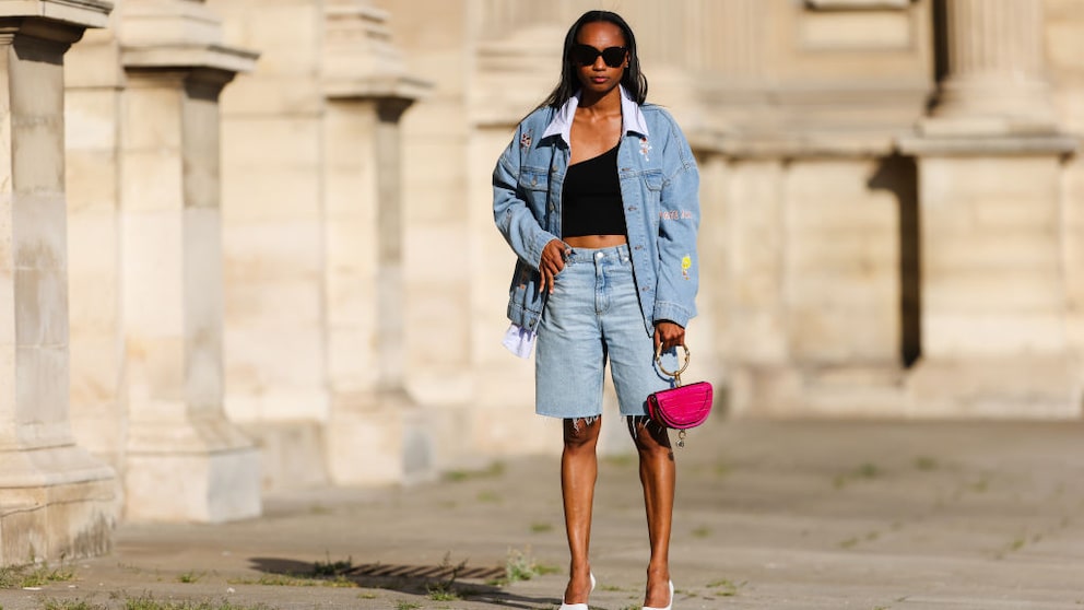 Jeans-Bermuda, Jeansjacke, Croptop, Streetstyle