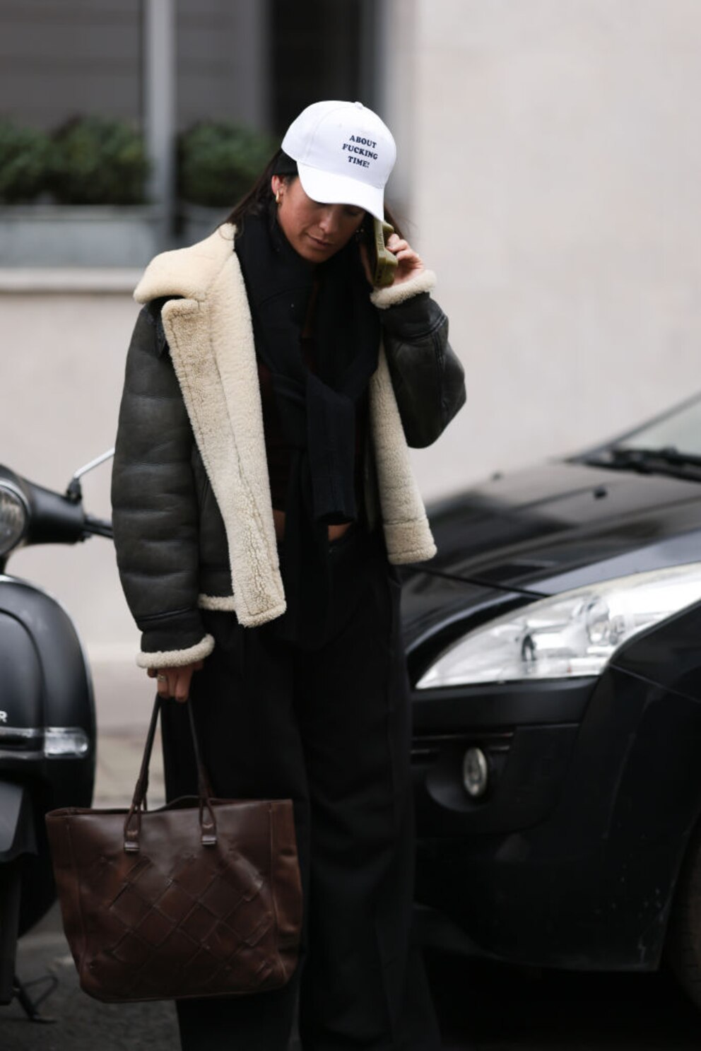 Teddyfell Shearling Bikerjacke Streetstyle